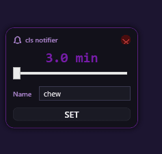 CLS Notifier window